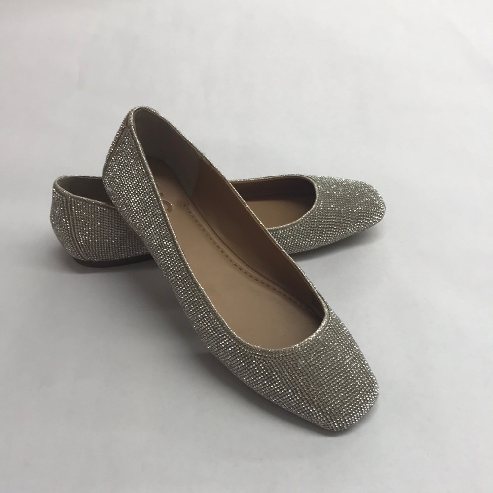 INC Juney Rhinestone Flats, CHAMPAGNE Crystal, SIZE 7 M, Brand New.